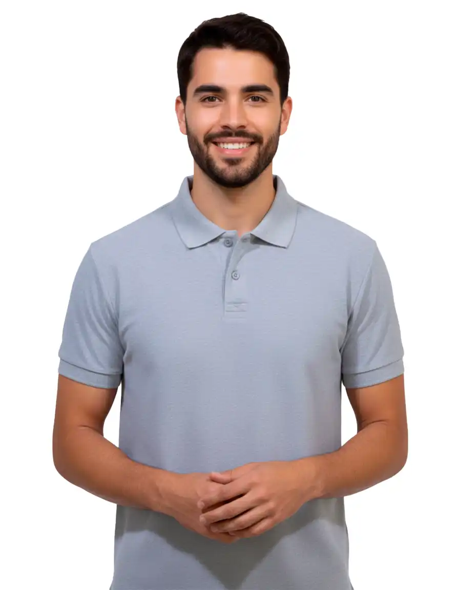 Camisa Gola Polo Cinza Mescla
