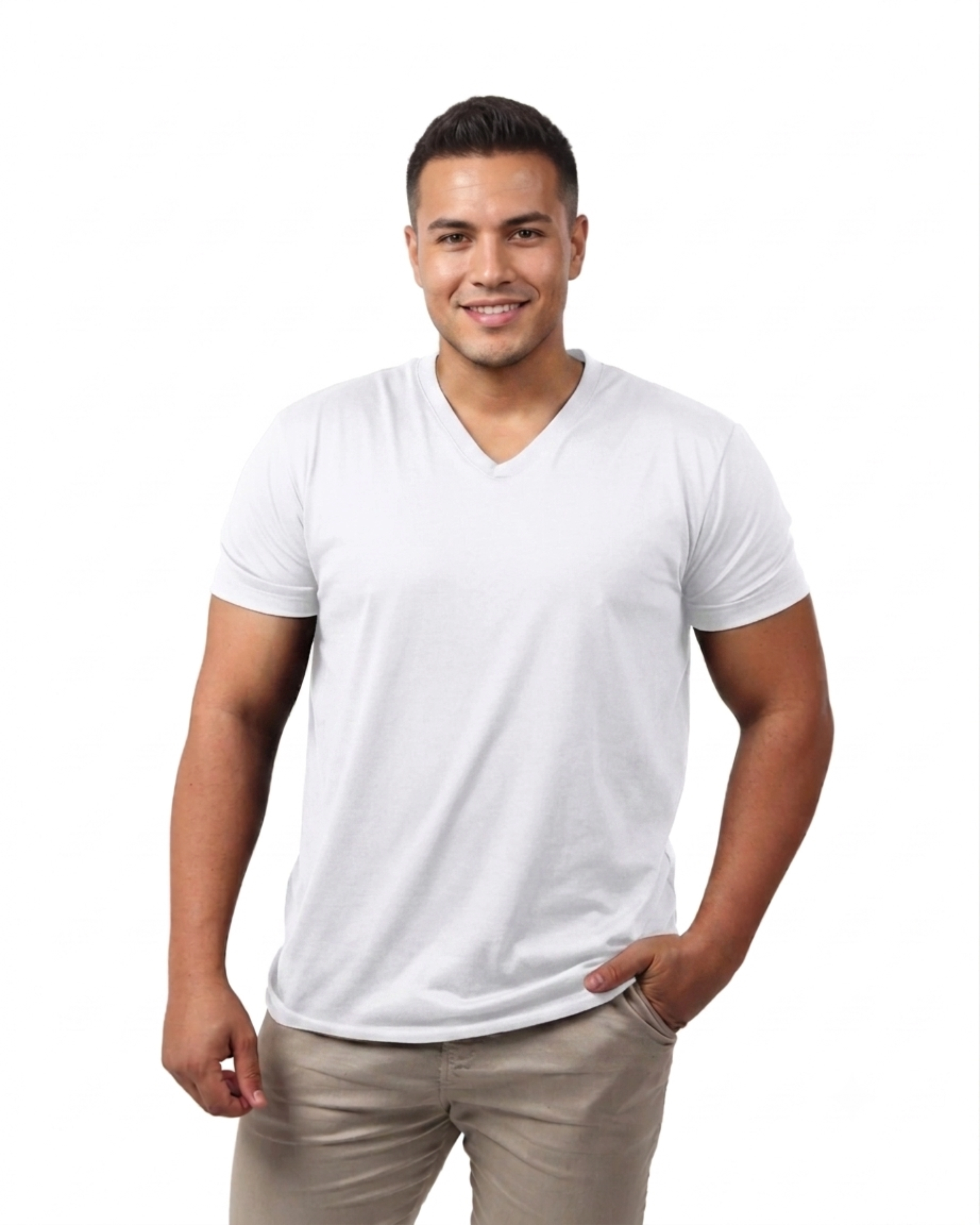 Camisa Gola V Masculina Branca