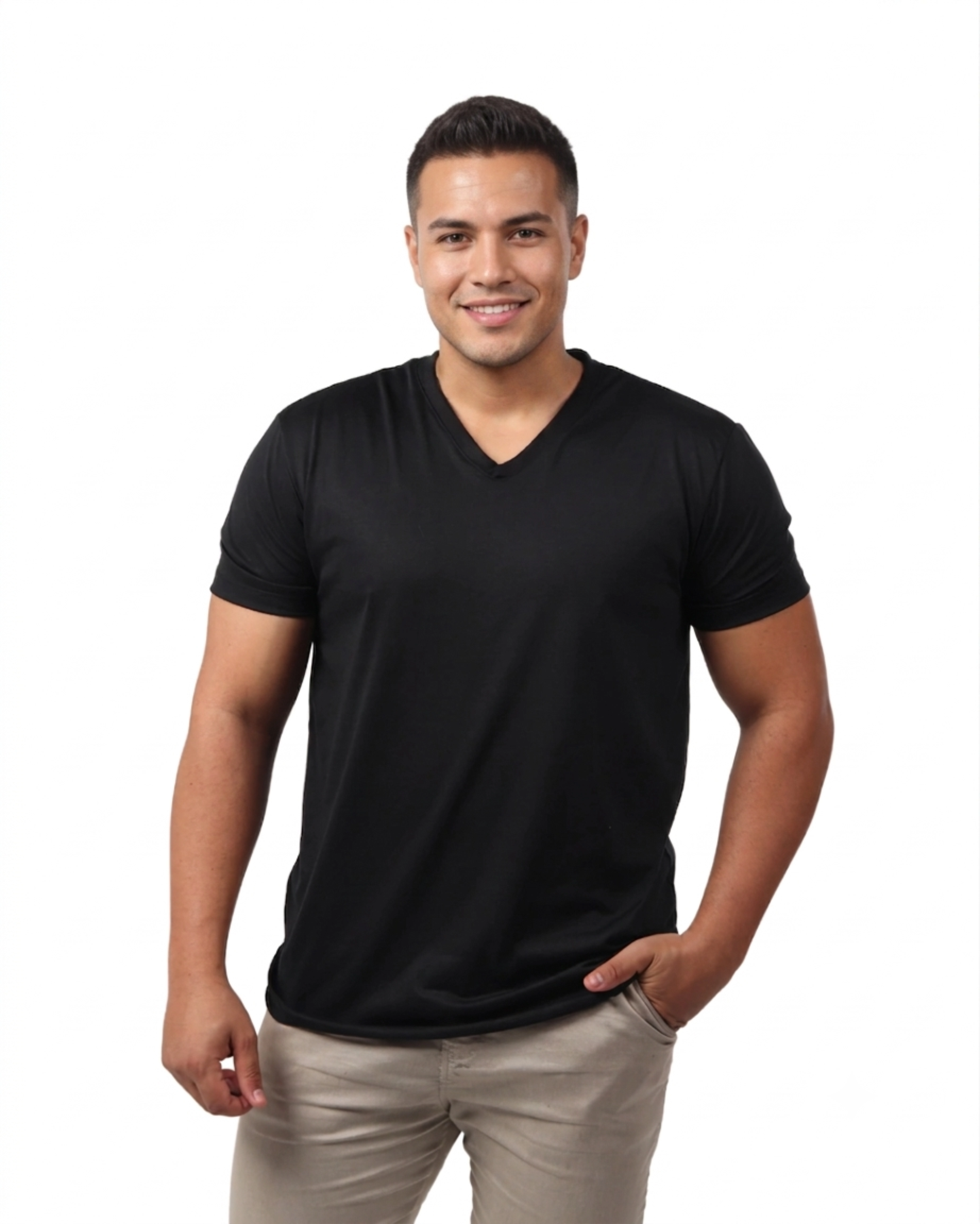 Camisa Gola V Masculina Preta