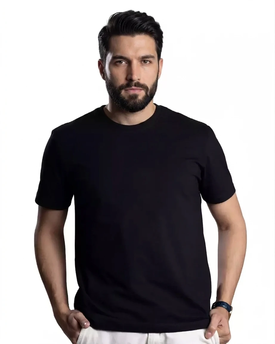 Camisa Gola U Masculina Preta